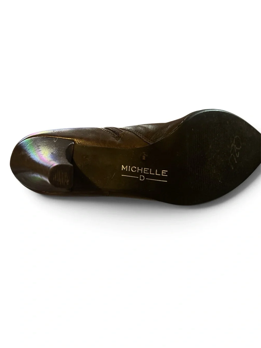 Michelle D Brown Leather Ankle Heel Boots